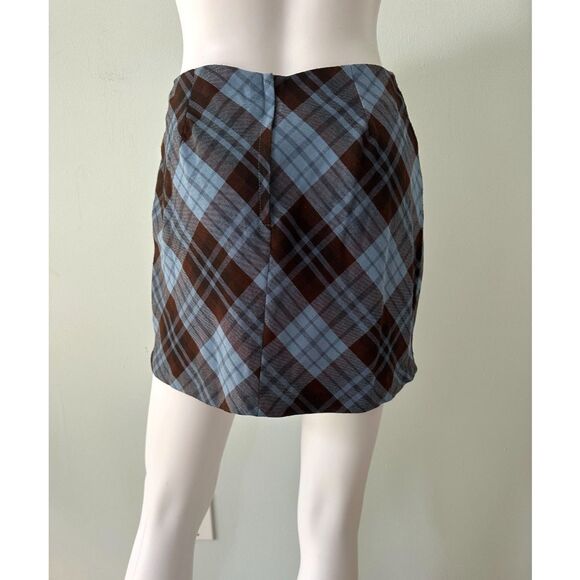Vintage Y2k Brown and Blue Plaid Mini Skirt size Junior XS - Picture 2 of 5